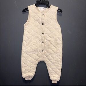 Zara Baby 3-6m Quilted Overalls Cream Gender Neutral Footless Button Up Cozy